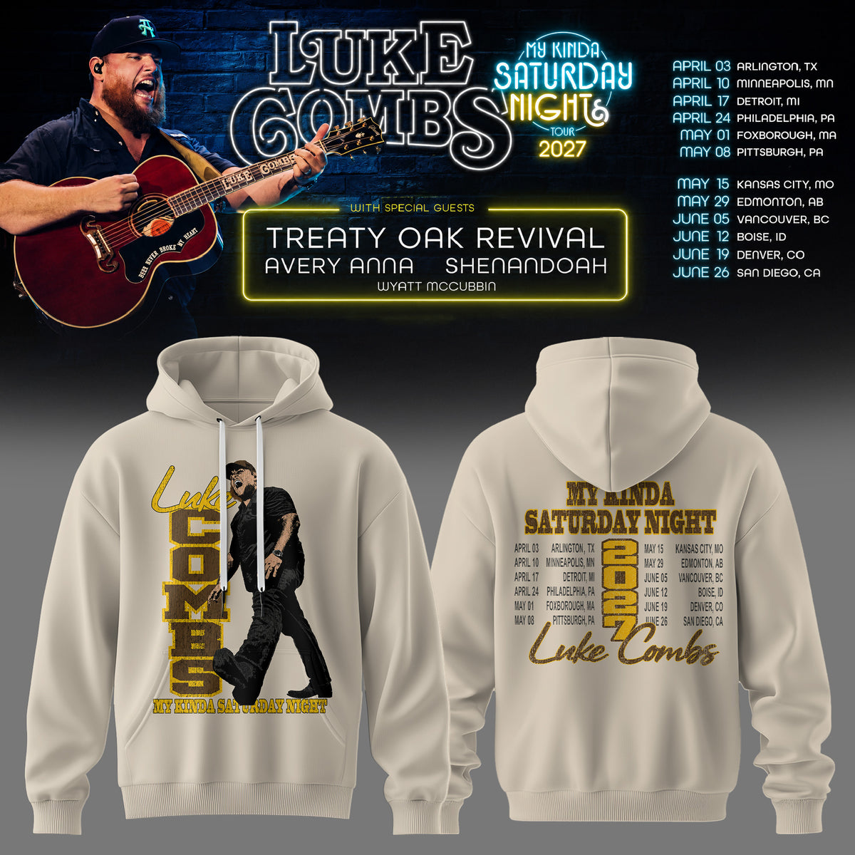 LUKE COMBS — MY KINDA SATURDAY NIGHT TOUR 2027 HOODIE