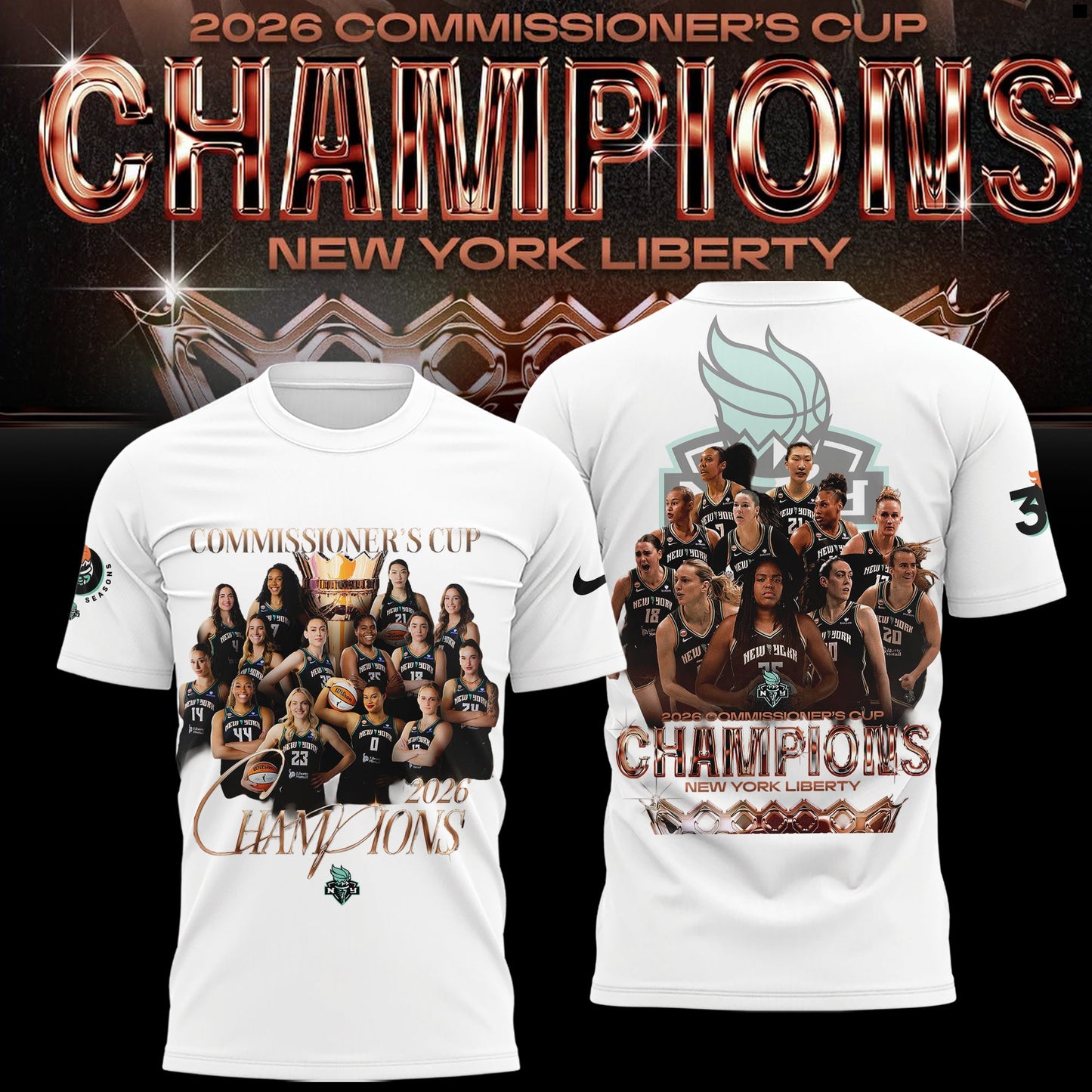 Limited Edition NY Liberty 2026 Commissioner’s Cup Champions Shirt