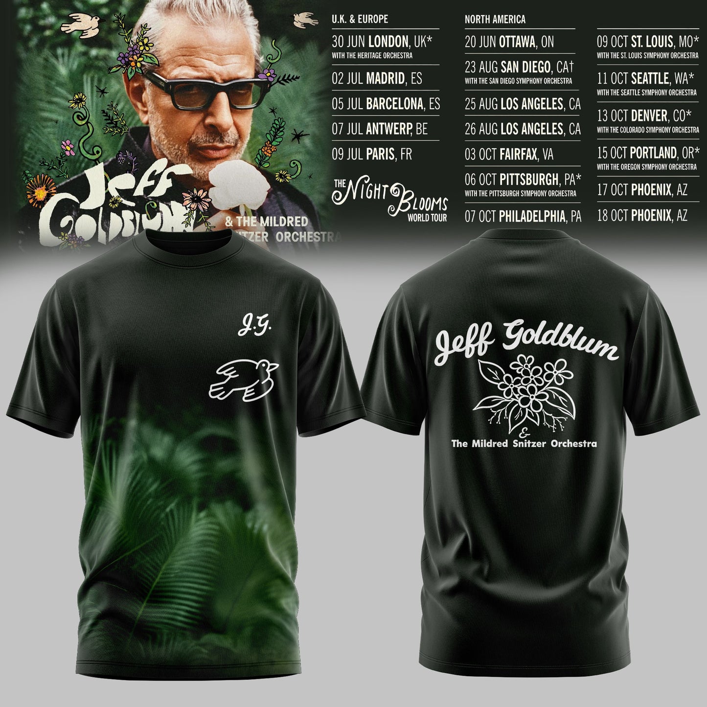 JEFF GOLDBLUM LIMITED EDITION TOUR TSHIRT COLLECTION