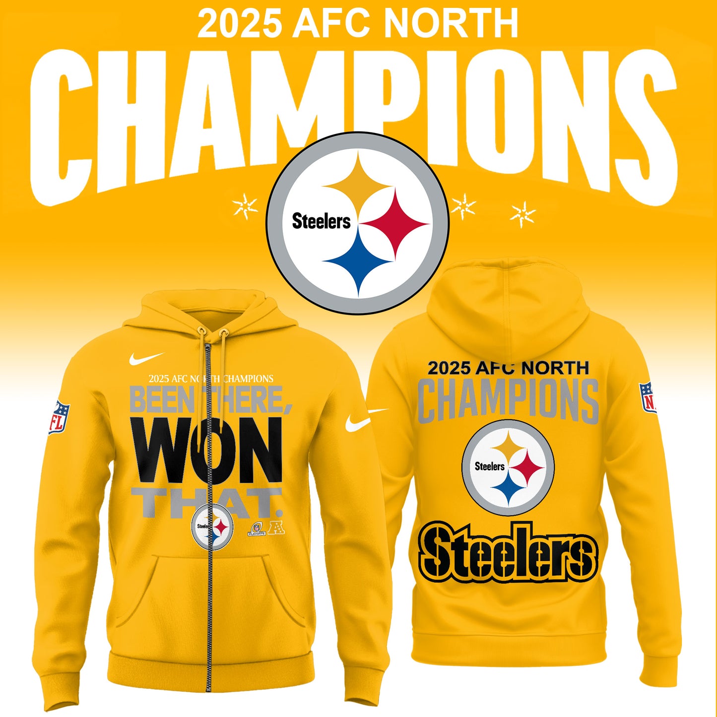 Pittsburgh Steelers 2025 AFC North Division Champions Limited Edition Zip Hoodie