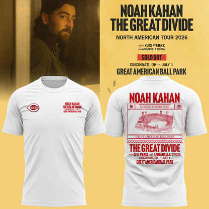 Limited Edtion Noah Kahan x Cincinnati Reds White Tshirt 2026