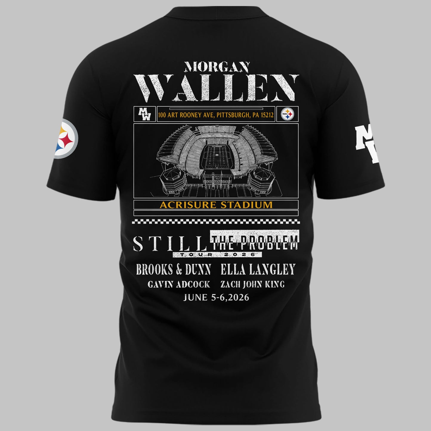 Limited Edition Morgan Wallen x Pittsburgh Steelers Black Tshirt 2026