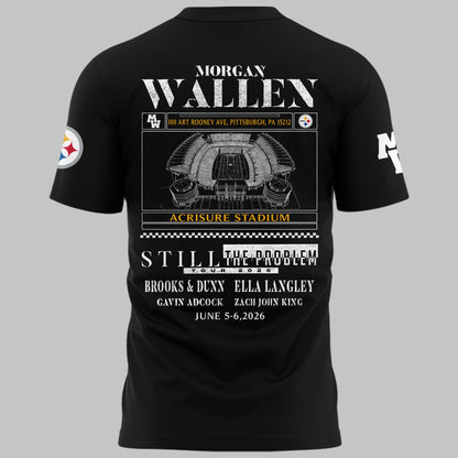 Limited Edition Morgan Wallen x Pittsburgh Steelers Black Tshirt 2026