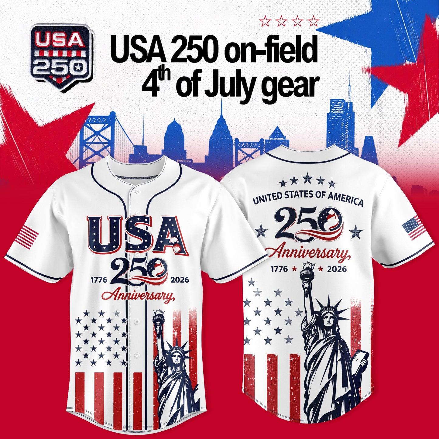 _PHILADELPHIA PHILLIES: HARPER X USA 250 ON-FIELD – 4TH OF JULY JERSEY COLLECTION