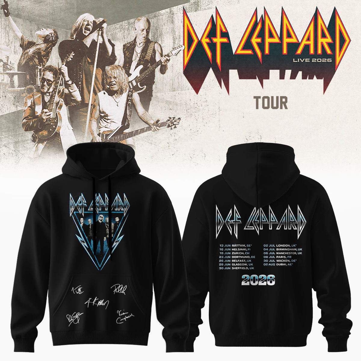 .Def Leppard Live 2026 Limited Edition Signature – Hoodie