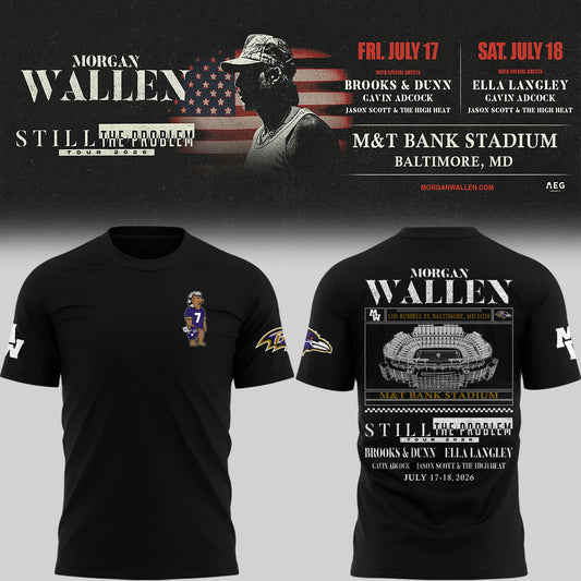 Special New Edition Baltimore Ravens x Morgan Wallen Black Tshirt 2026