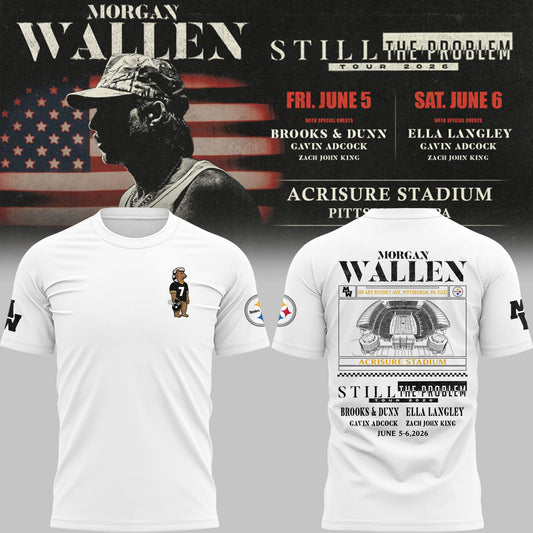 Limited Edition Morgan Wallen x Pittsburgh Steelers White Tshirt 2026