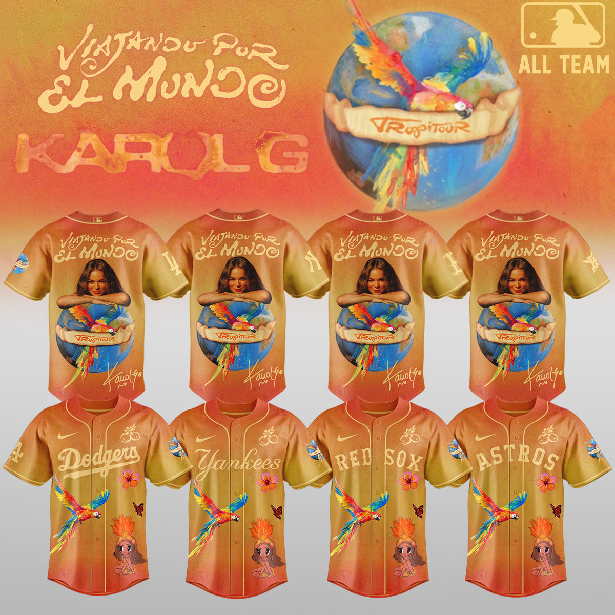 Karol G x Baseball – Nos Vamos de Tour JERSEY(All Team )