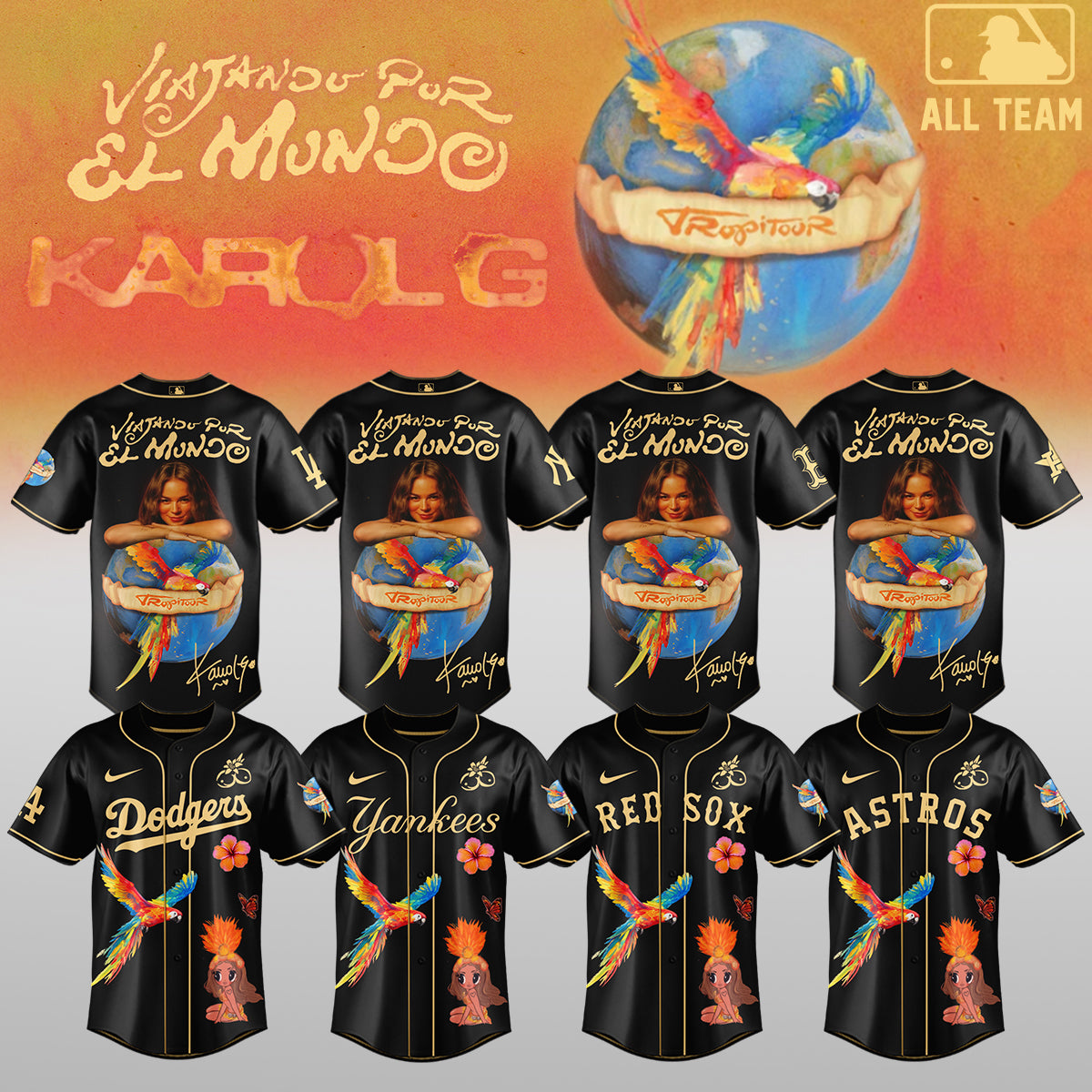 Karol G x Baseball – Nos Vamos de Tour JERSEY(All Team )