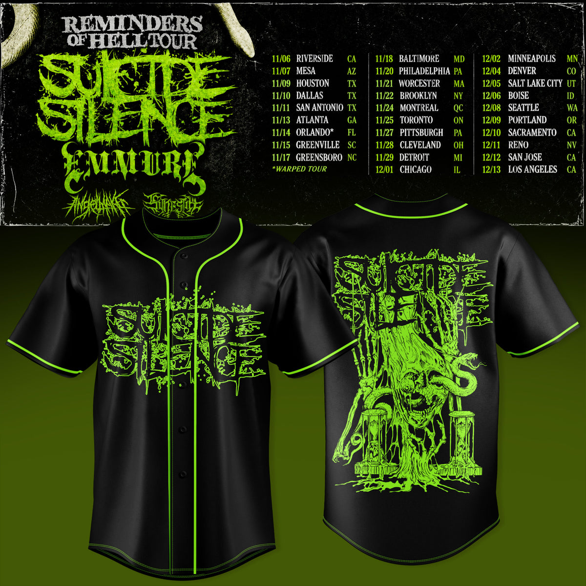 Suicide Silence Reminders Of Hell Tour Baseball Jersey