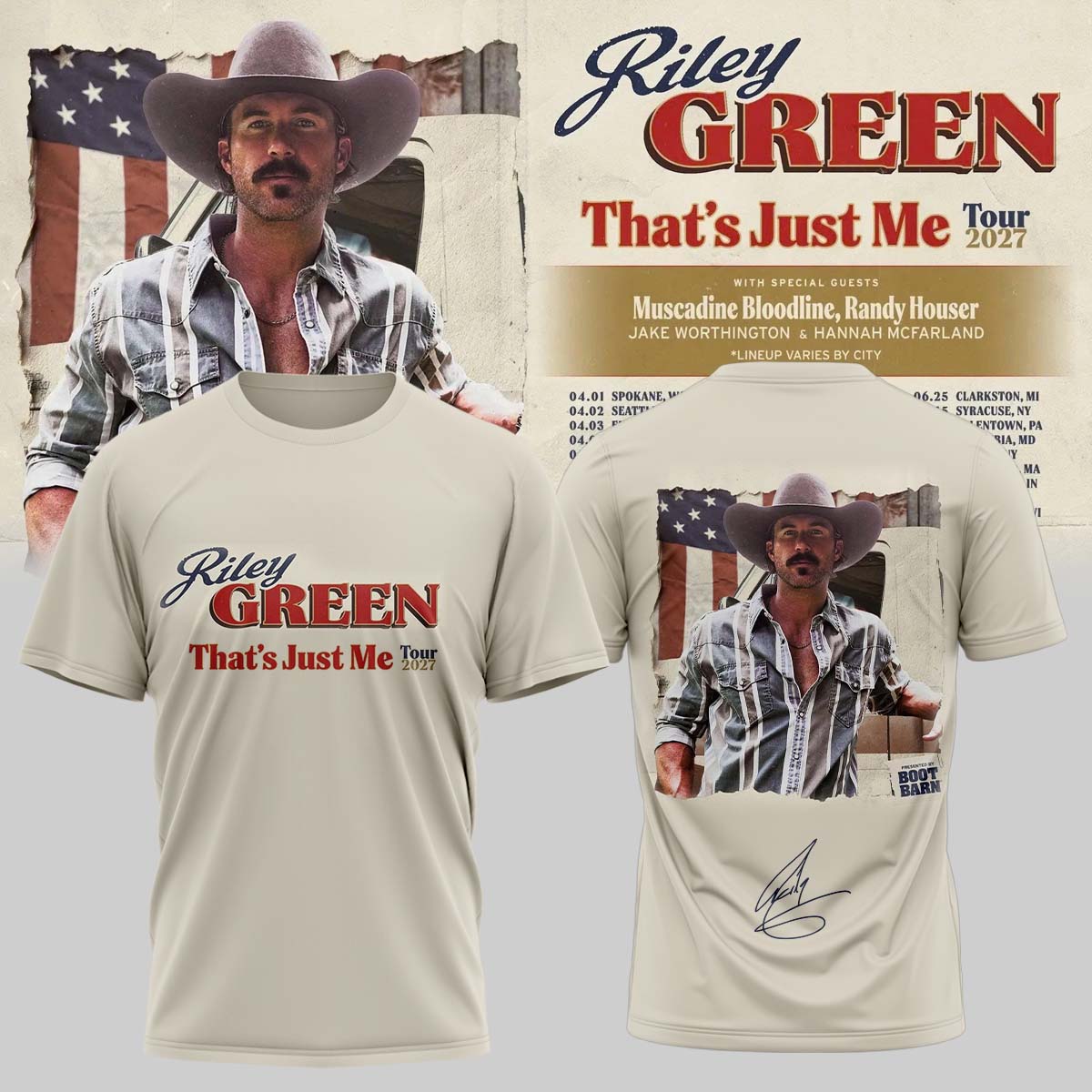 Riley Green That’s Just Me Tour signed TShirt