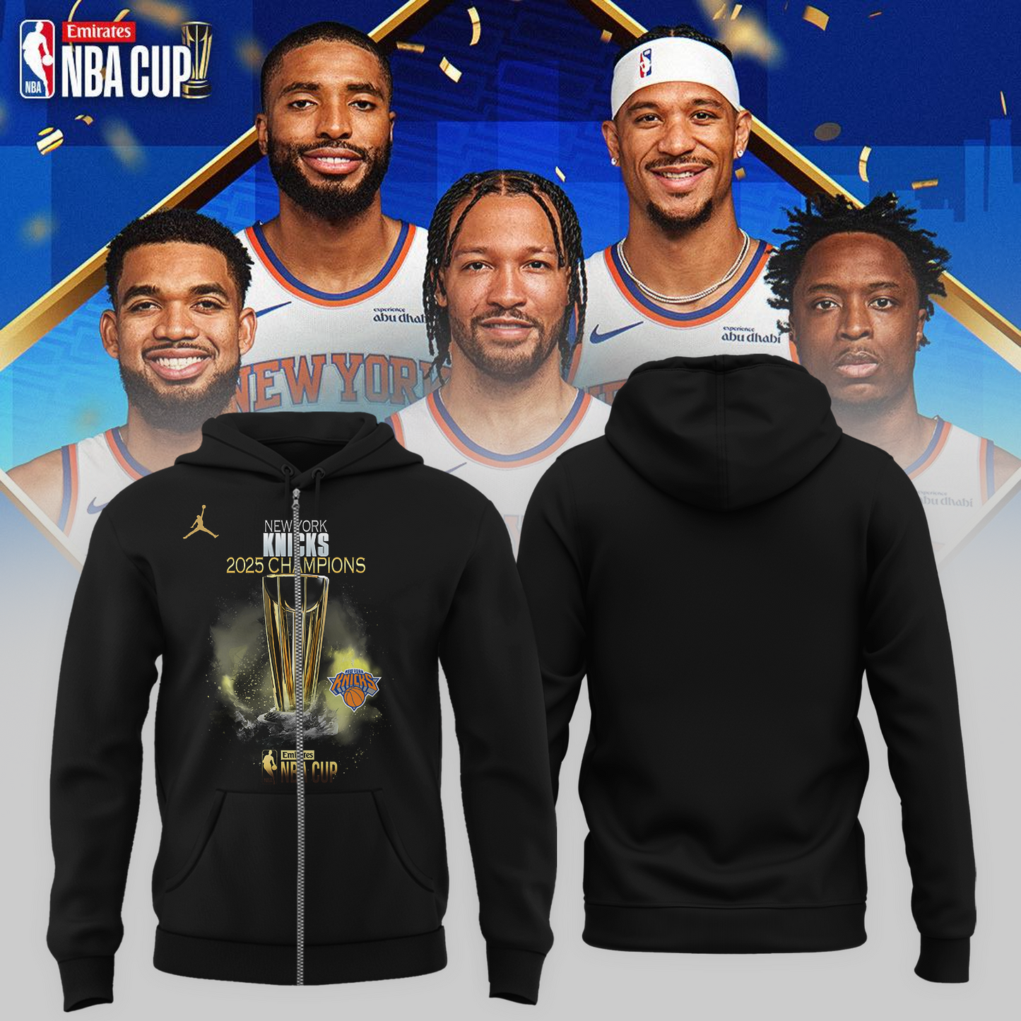 New York Knicks 2025 Cup Champions Zip Hoodie
