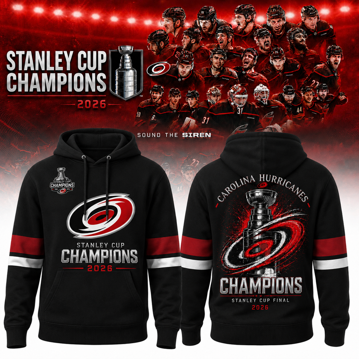 Champions C Hurricanes 2026 Stanley Cup Edition Hoodie