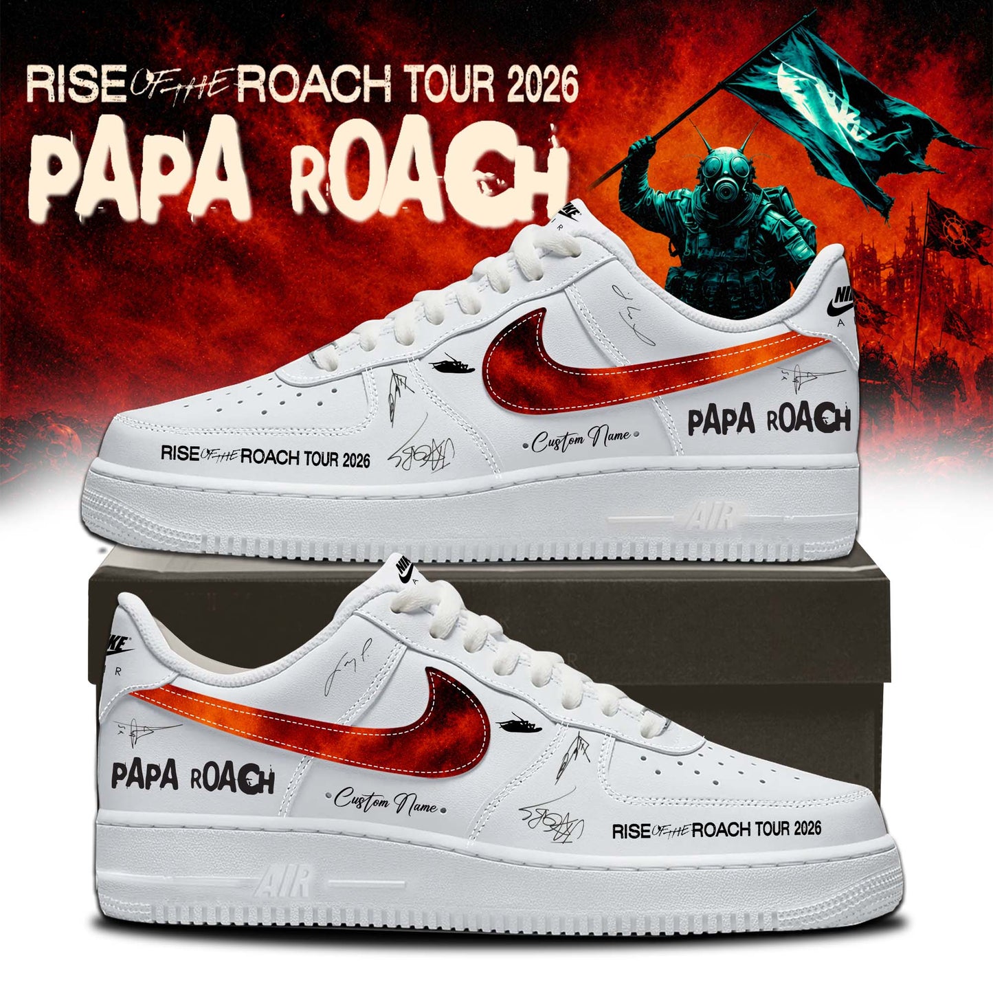 ,,Papa Roach “Rise of the Roach Tour” 2026 Signed – Shoes 1-1