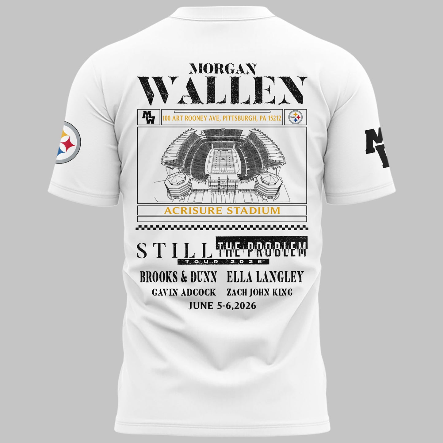 Limited Edition Morgan Wallen x Pittsburgh Steelers White Tshirt 2026
