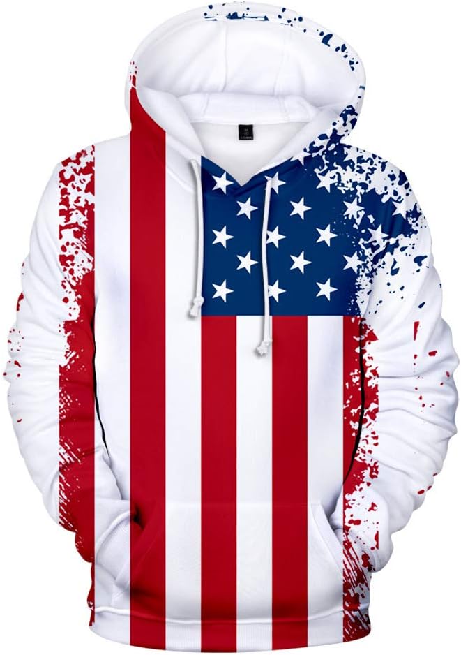 Men Women Casual Long Sleeve Sweatshirt American Independence Day Eagle/USA Flag 3D Print Hoodies