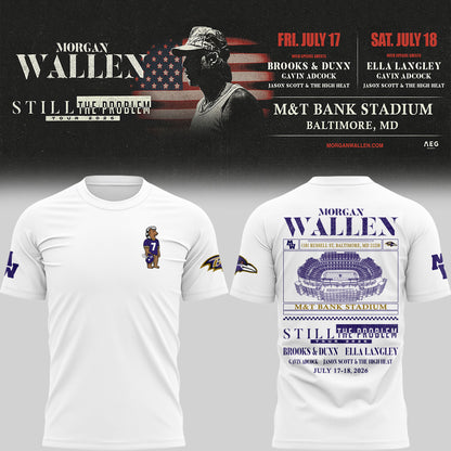 Special New Edition Baltimore Ravens x Morgan Wallen White Tshirt 2026