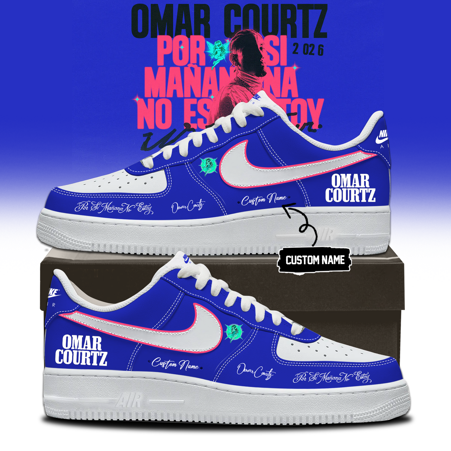 ,,Omar Courtz “Por Si Mañana No Estoy” World Tour 2026 Signed – Shoes 1-2