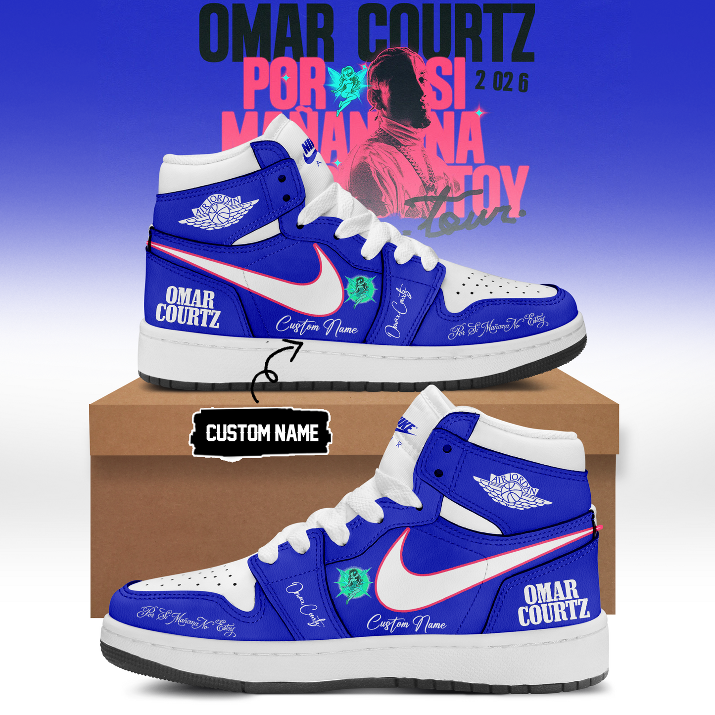 ,,Omar Courtz “Por Si Mañana No Estoy” World Tour 2026 Signed – Shoes 1-2