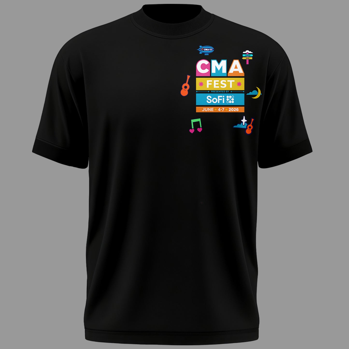 Limited Edition CMA FEST Nissan Stadium All Singers Line Up Black Tshirt 2026