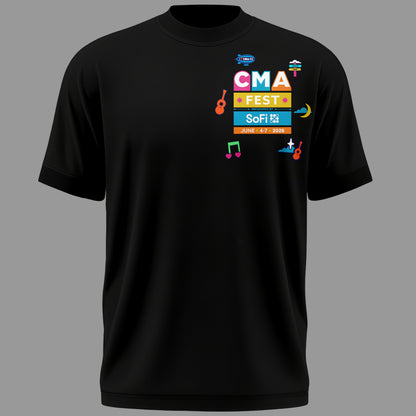 Limited Edition CMA FEST Nissan Stadium All Singers Line Up Black Tshirt 2026