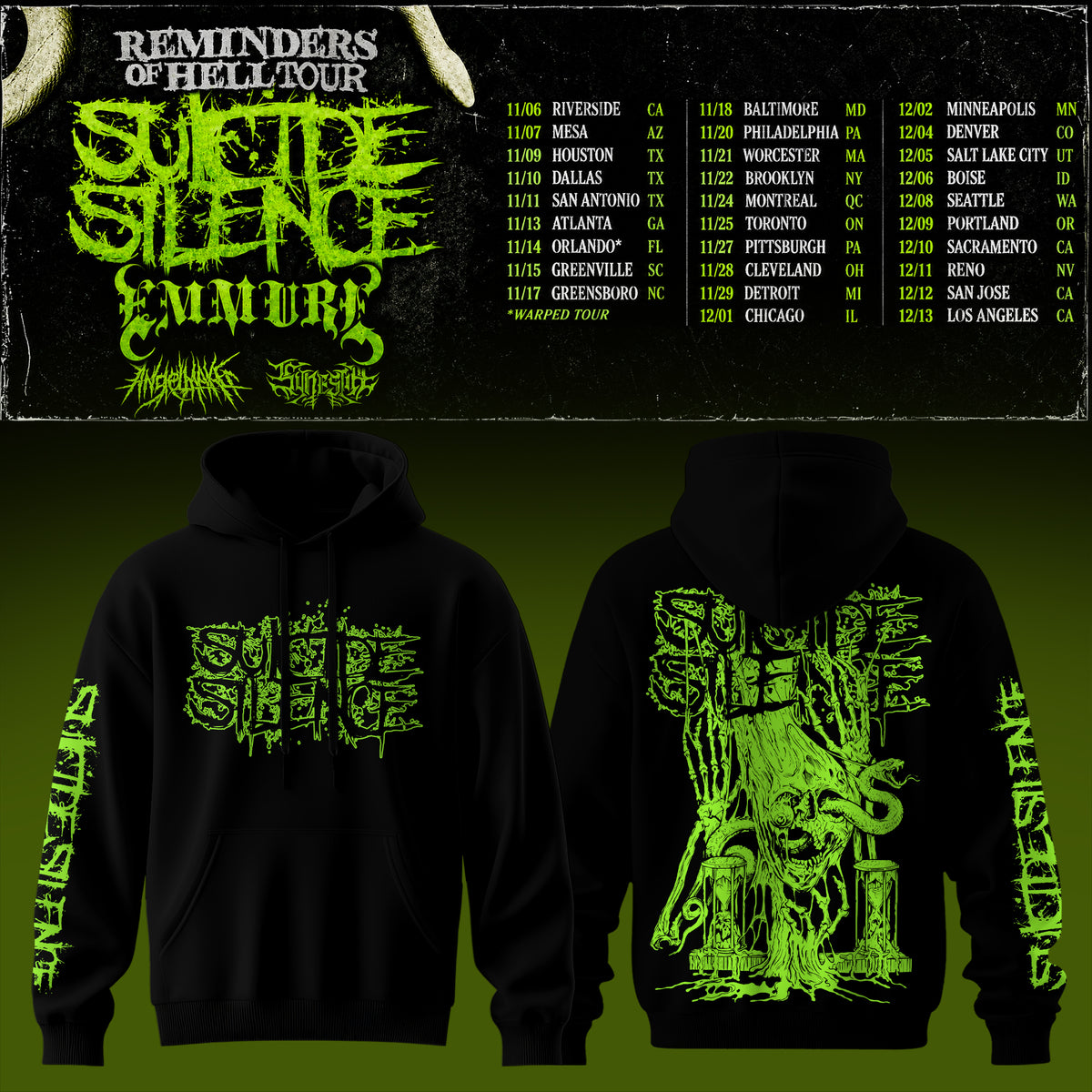 Suicide Silence Reminders Of Hell Tour Hoodie
