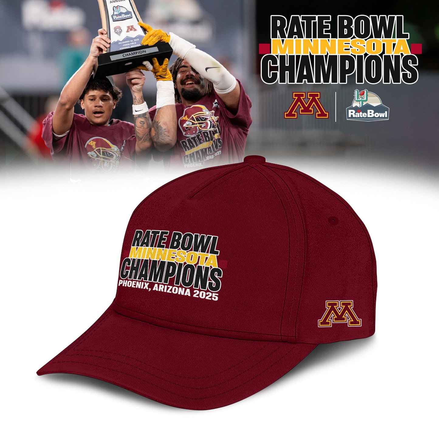 Minnesota Golden Gophers 2025 Rate Bowl Champions TShirt