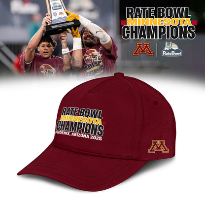 Minnesota Golden Gophers 2025 Rate Bowl Champions TShirt