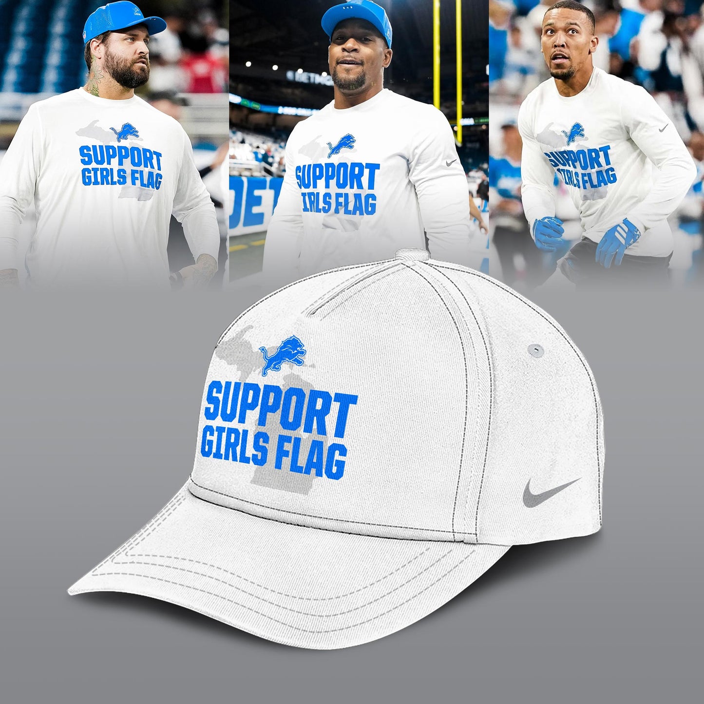 _ .Detroit Lions “Support Girls Flag” Limited Edition T-shirt