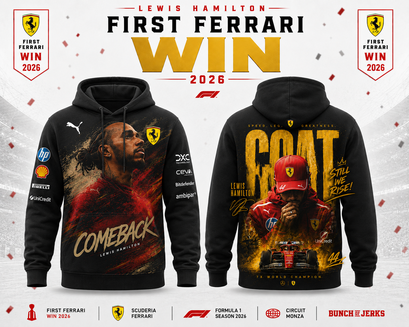 LEWIS HAMILTON – FIRST FERRARI WIN 2026 HOODIE