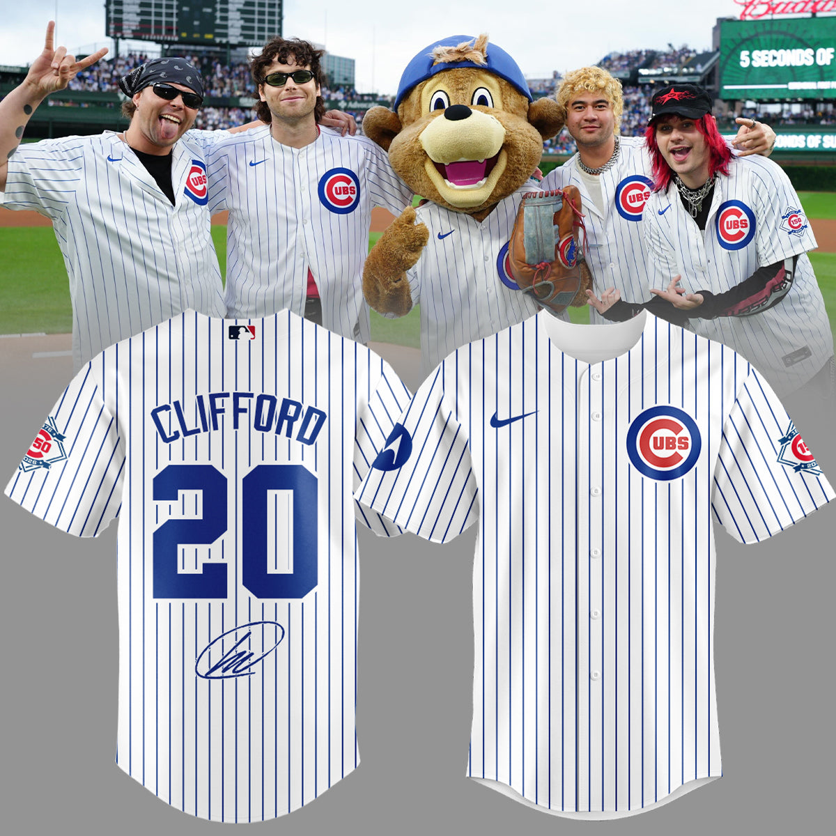 .5 seconds of summer Michael Clifford cubs Limited Edition Signature – Jersey