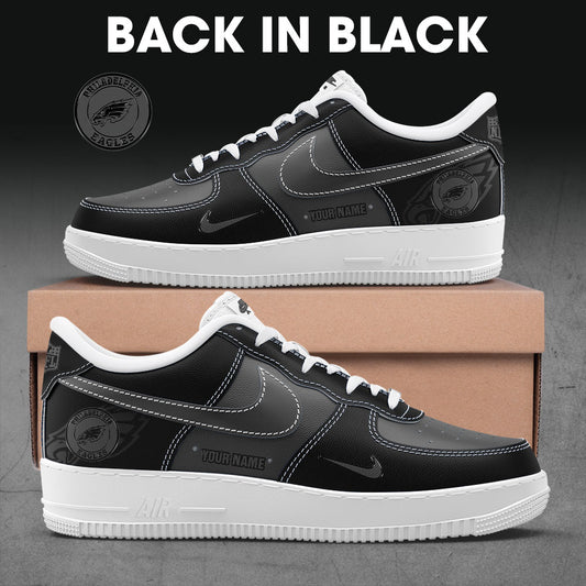 . P Eagles Back In Black Custom Name Shoes AF