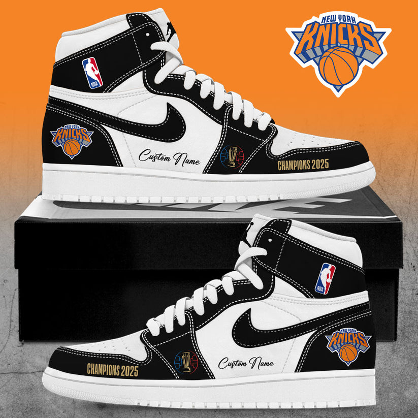 NY Knicks Cup 2025 Champions Black Custom Name Shoes JD