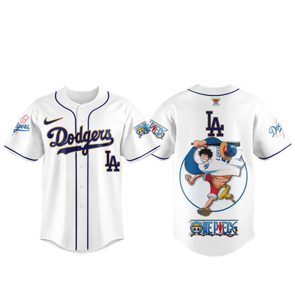 . LA Dodgers Straw Hats ONE PIECE Night Limited Jersey White