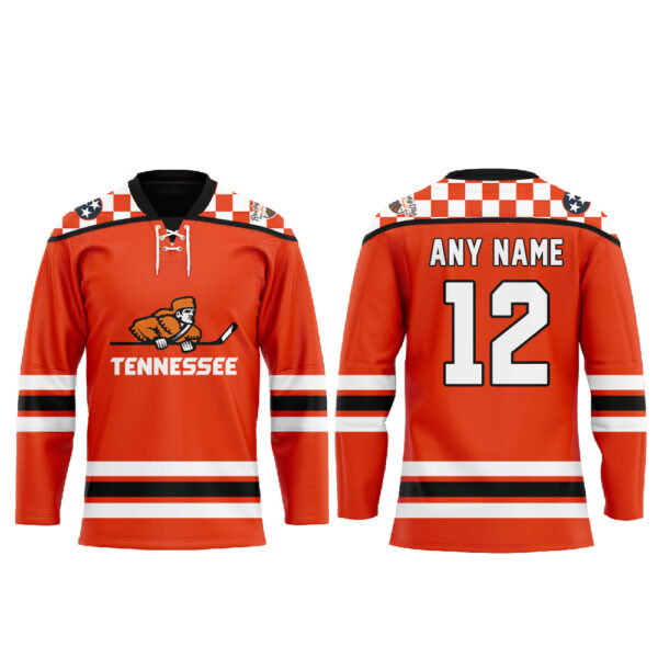 Tennessee Ice Hockey Chuck-A-Puck Uniform V2 Hockey Jersey Custom Name, Number