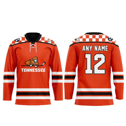 Tennessee Ice Hockey Chuck-A-Puck Uniform V2 Hockey Jersey Custom Name, Number