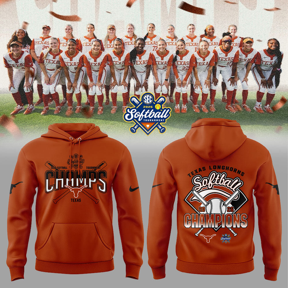 Texas Longhorns 2026 SEC Softball Tournament Champions Locker Room Hoodie Orange V2