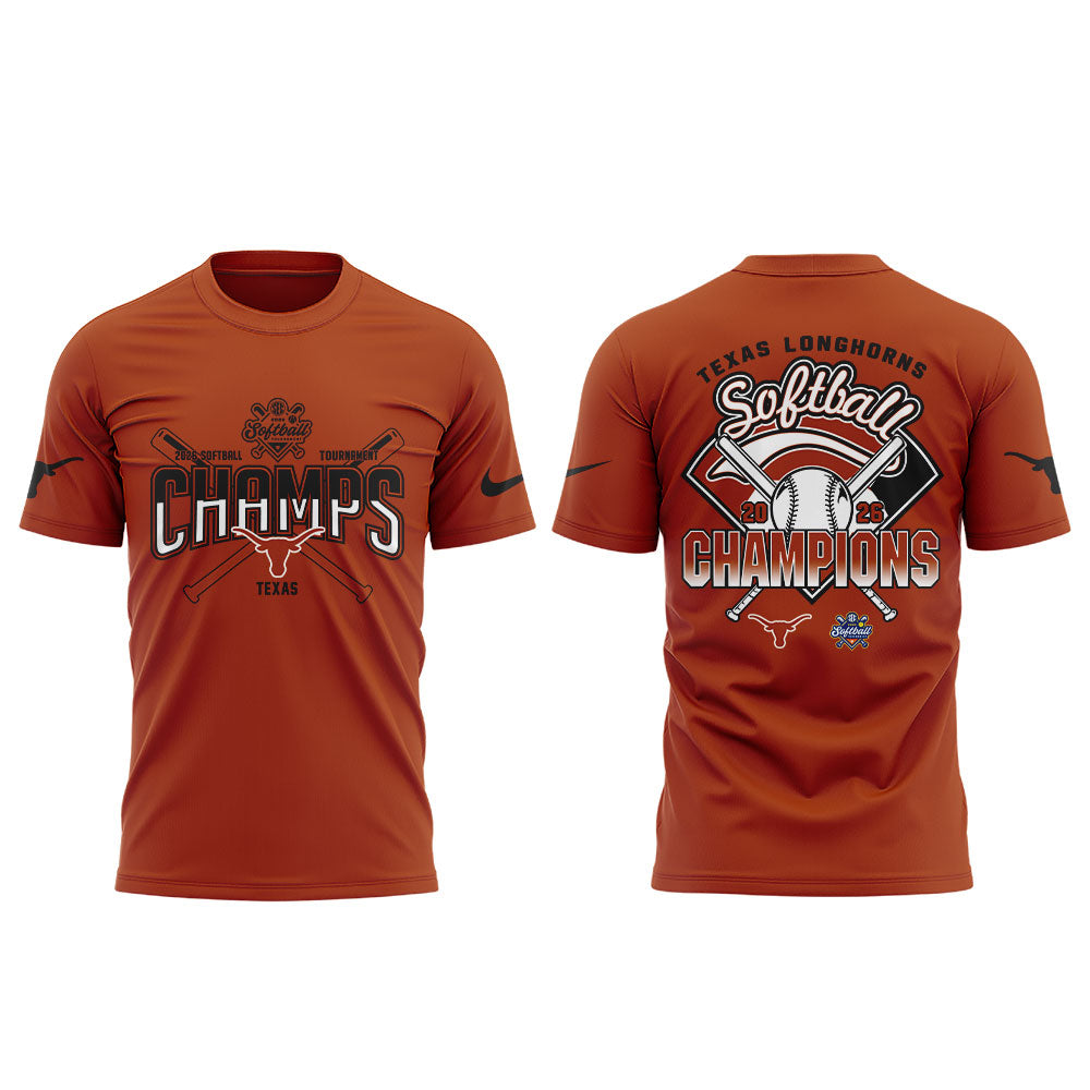Texas Longhorns 2026 SEC Softball Tournament Champions Locker Room Shirt Orange V2