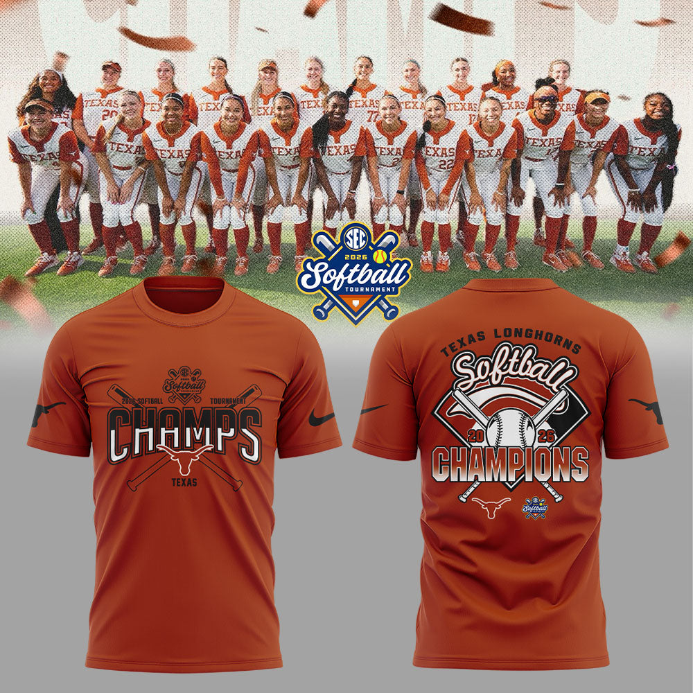 Texas Longhorns 2026 SEC Softball Tournament Champions Locker Room Shirt Orange V2