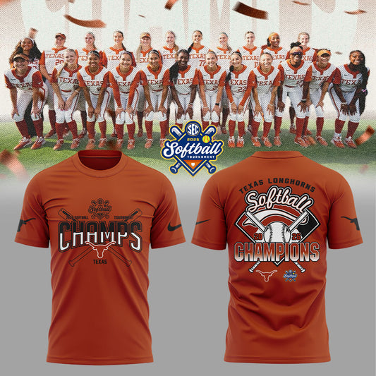 Texas Longhorns 2026 SEC Softball Tournament Champions Locker Room Shirt Orange V2