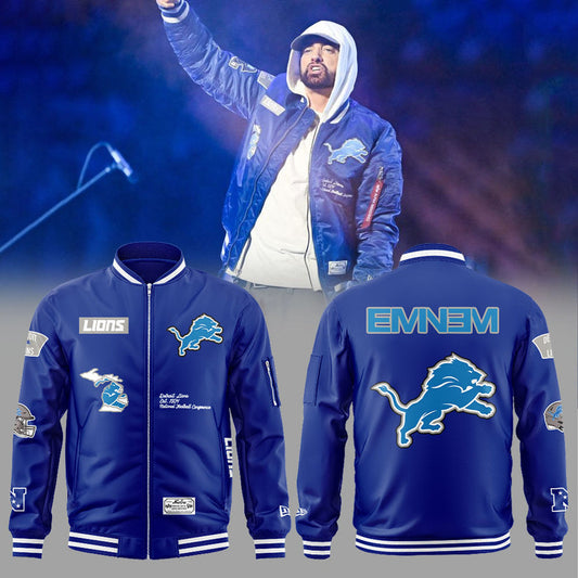 Alpha Industries Blue Detroit Lions x Eminem Combo Zip Bomber