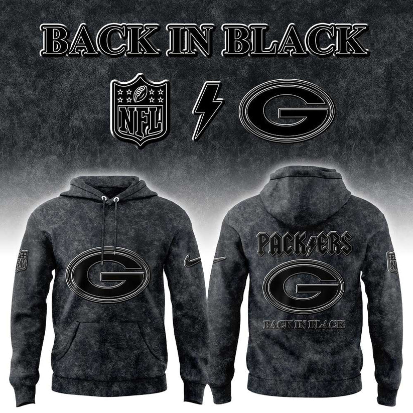 GB Packers Back in Black 2025 Combo Hoodie
