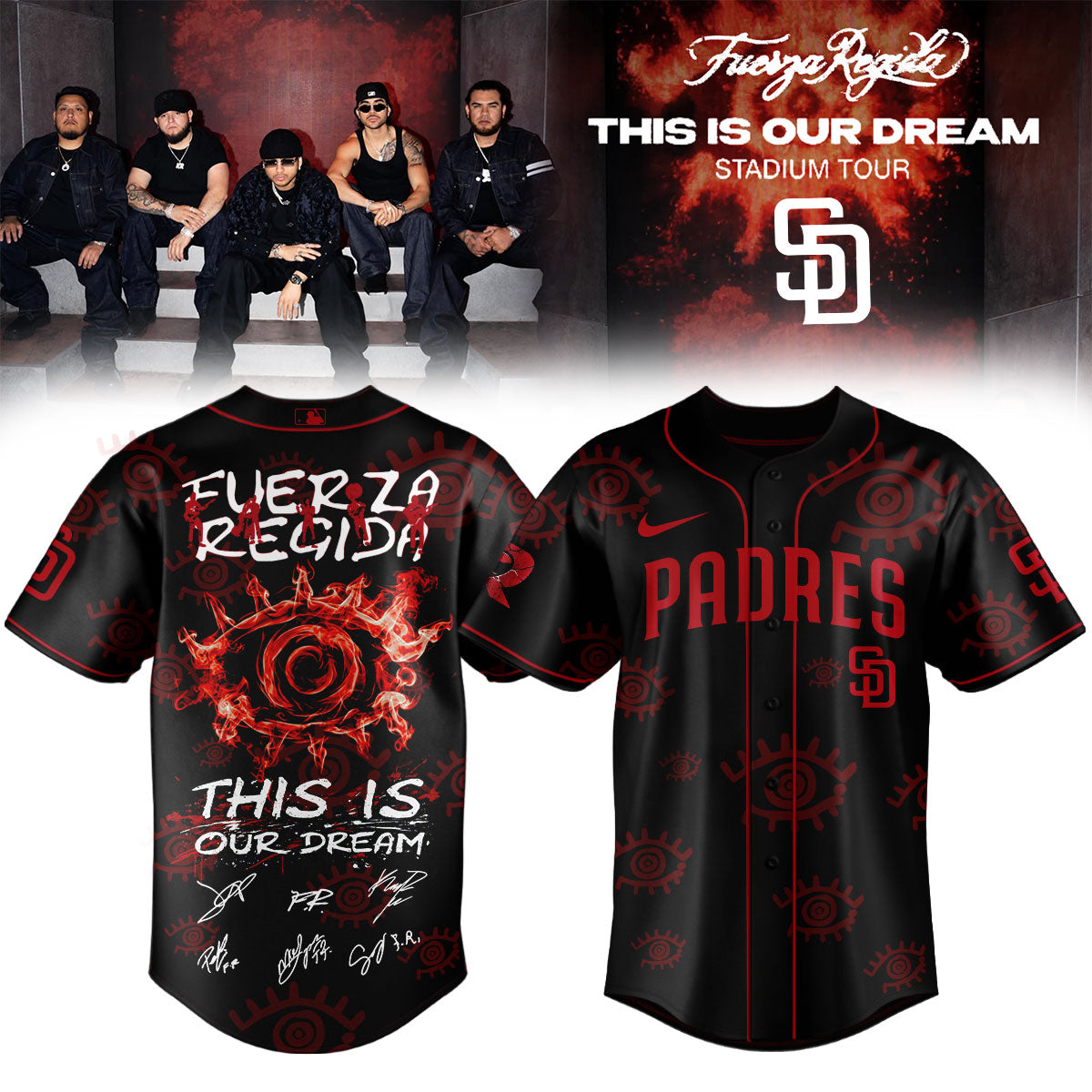 All Team X Fuerza Regida “This Is Our Dream Stadium Tour” 2026 Limited Edition Signature – Jersey