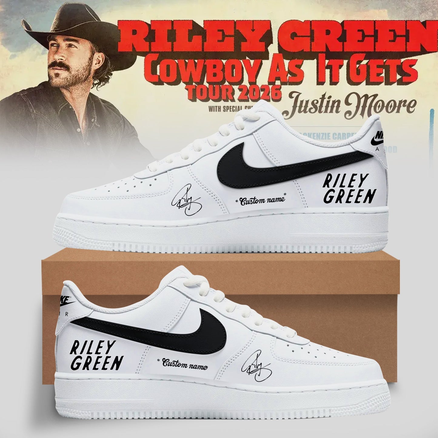 Nike Air Force 1: Riley Green’s Cowboy As It Gets Tour 2026 Collection