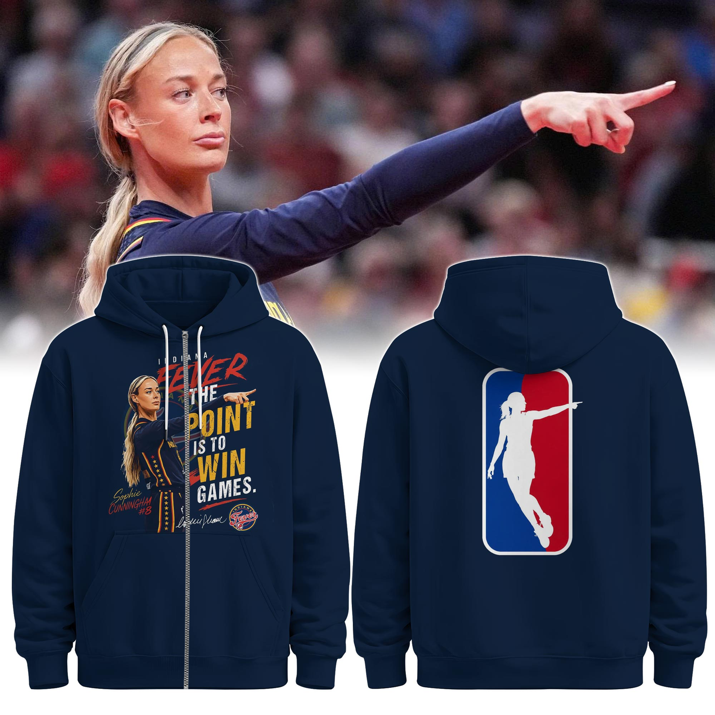 Sophie The Point Is to Win Games Zip Hoodie