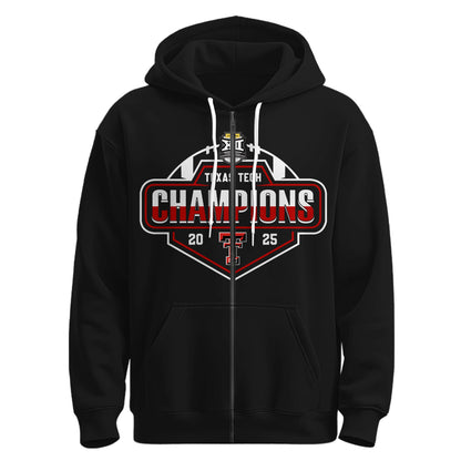 Texas Tech Red Raiders x Big 12 Champions 2025 Zip Hoodie Limited Edition