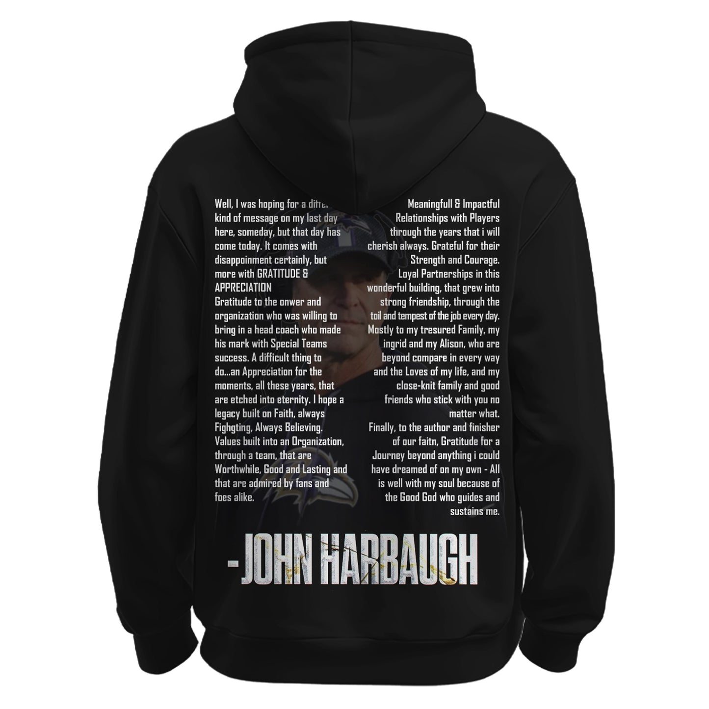 BAL Ravens Coach “John Harbaugh” Appreciation Hoodie