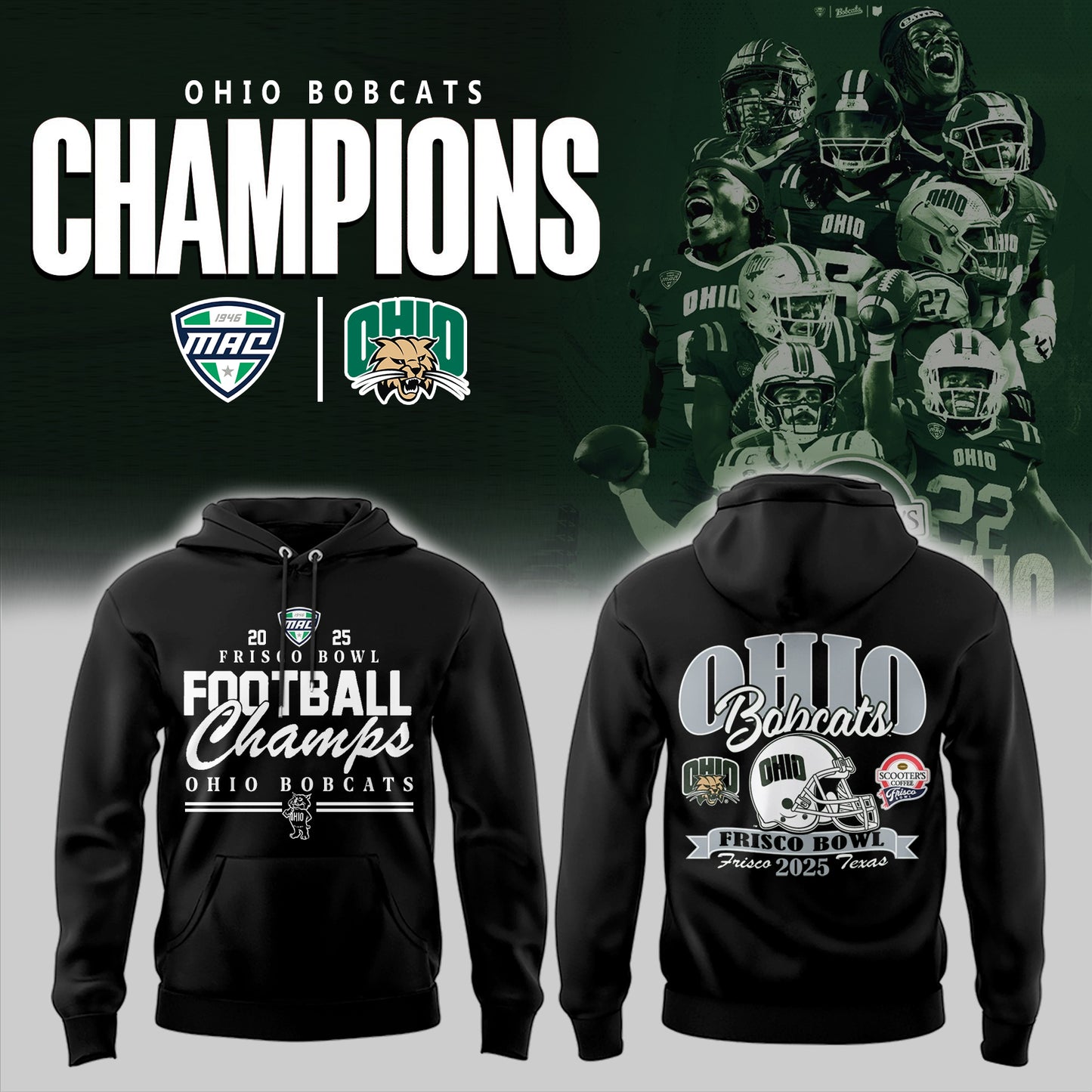 Limited Edition Ohio Bobcats Football Hoodie HD30076A