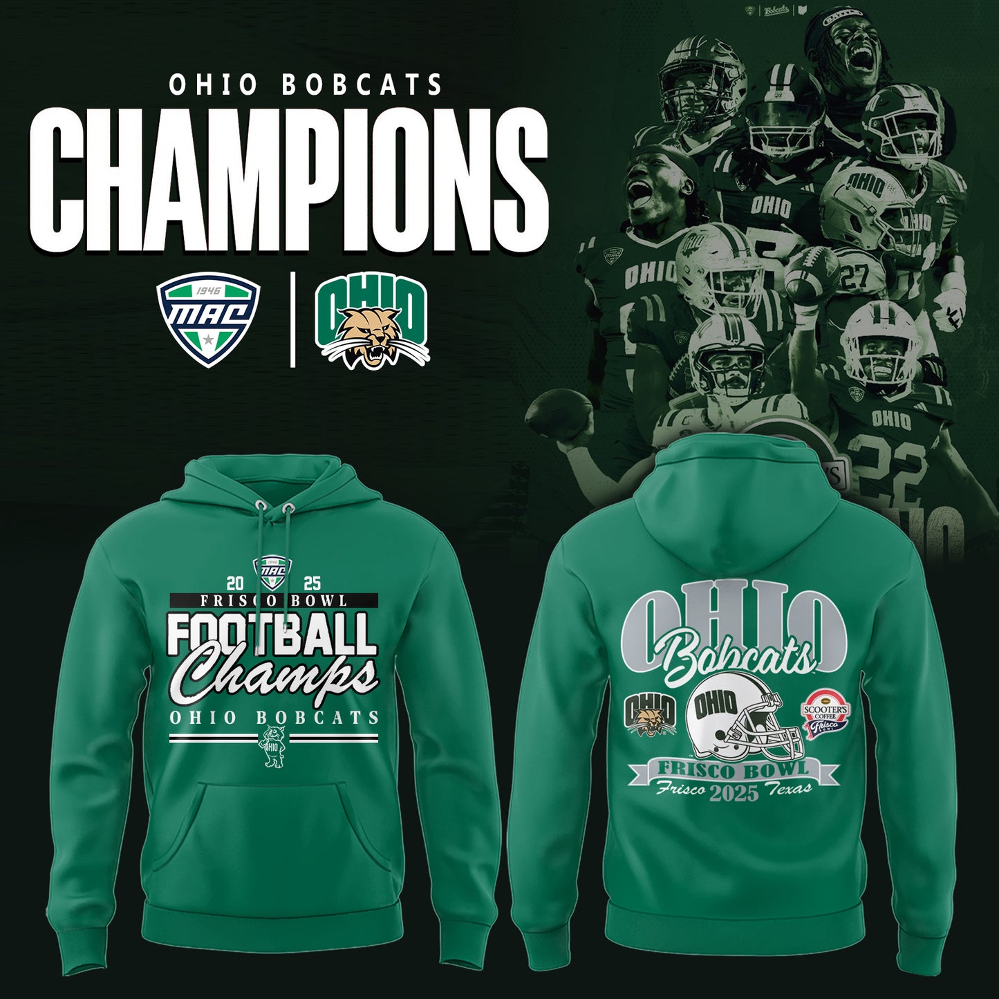 Limited Edition Ohio Bobcats Football Hoodie HD30076B