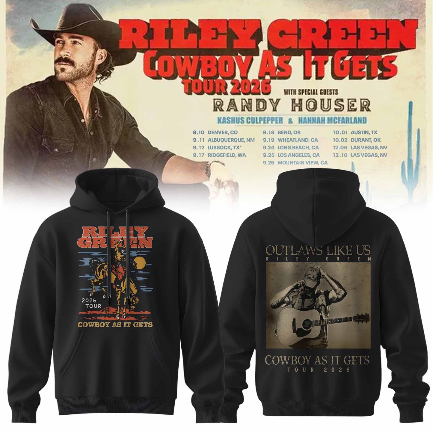 RILEY GREEN – COWBOY AS IT GETS COLLECTION HOODIE